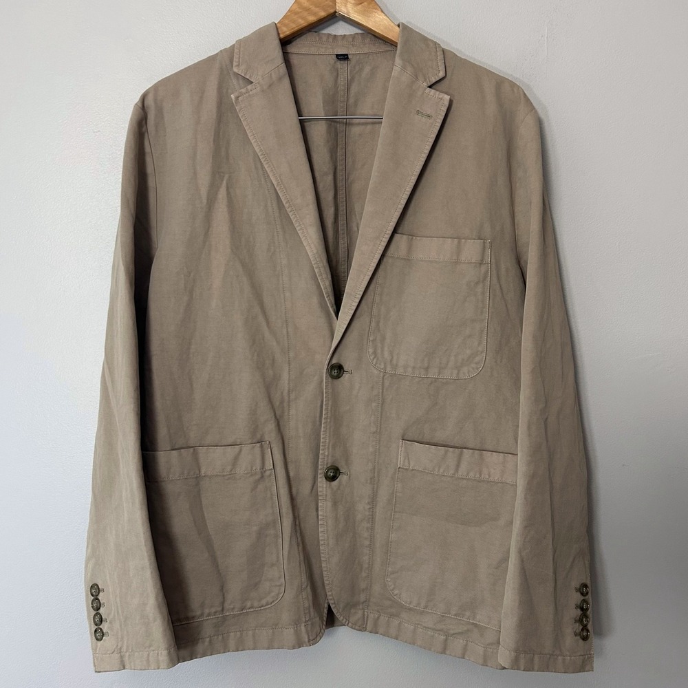 J.Crew Blazer Mens 40 Tan Linen Cotton Sport Coat Casual Unstructured Jacket